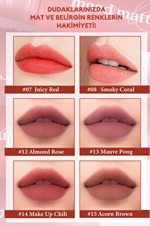 Mat Bitişli, Dolgun ve Pürüzsüz Görünüm Sunan Tint Peripera Ink Mood Matte Tint (08 Smoky Coral)