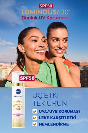 Nivea Luminous630 Güneş Korumalı Leke Karşıtı Gündüz Yüz Kremi 40ml, SPF50, Hyaluronik Asit, E Vitamini