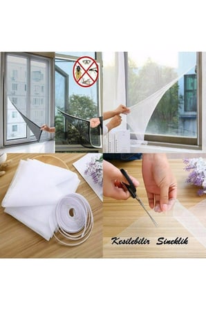 (150X125 CM) Çift Kat Sök Tak Beyaz Hazır Sineklik Tülü Pratik Yıkanabilir Pencere Kapı Sinekliği