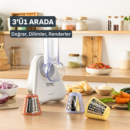 Tefal Fresh Express Rende Doğrayıcı - Açık Gri