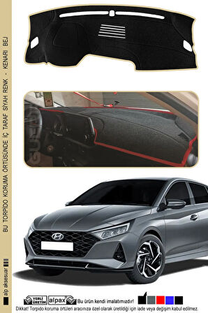 Hyundai i20 Torpido Koruma Halısı (2020 ve Üzeri) Modele Özel Üretim – Kenarı Bej