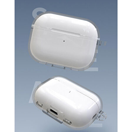 Gpack Apple Airpods Pro 2 Kılıf Şeffaf Sert Silikon Kancalı  İp SF16