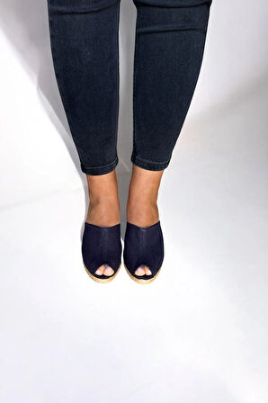 Kadın Espadril Terlik – Keten Kumaş, Dolgu Topuk, Yazlık