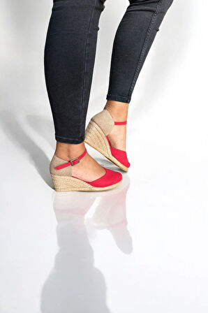 Kadın Keten Dolgu Topuk Espadril – Arkası Hasırlı Yazlık Sandalet