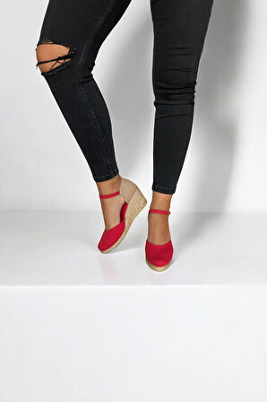 Kadın Keten Dolgu Topuk Espadril – Arkası Hasırlı Yazlık Sandalet