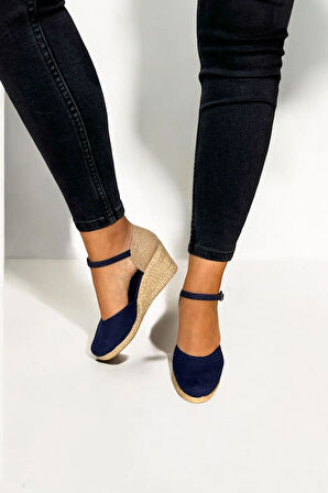 Kadın Keten Dolgu Topuk Espadril – Arkası Hasırlı Yazlık Sandalet