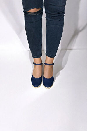 Kadın Dolgu Topuk Keten Sandalet – Hasır Detaylı, Arkası Açık Yazlık Model