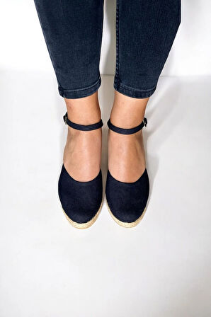 Kadın Dolgu Topuk Keten Sandalet – Hasır Detaylı, Arkası Açık Yazlık Model