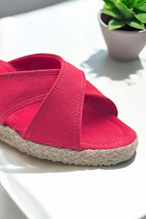 Kadın Yazlık Çapraz Keten Sandalet – Dolgu Topuk Espadril Tasarım