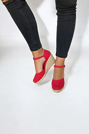 Kadın Keten Espadril Sandalet – Düz Form, Yazlık Dolgu Topuk
