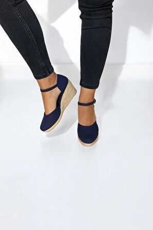 Kadın Keten Espadril Sandalet – Düz Form, Yazlık Dolgu Topuk