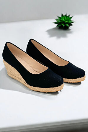 Kadın Keten Espadril – Dolgu Topuklu, Şık Yazlık Model