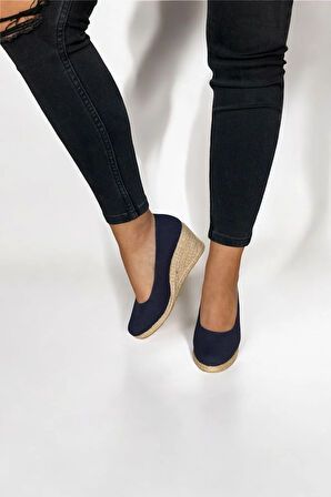 Kadın Keten Espadril – Dolgu Topuklu, Şık Yazlık Model