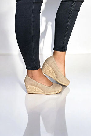 Kadın Keten Espadril – Dolgu Topuklu, Şık Yazlık Model
