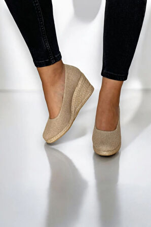 Kadın Keten Espadril – Dolgu Topuklu, Şık Yazlık Model