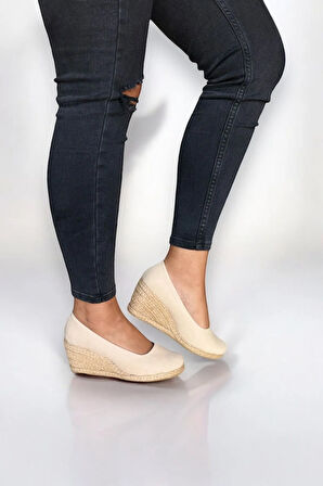 Kadın Keten Espadril – Dolgu Topuklu, Şık Yazlık Model