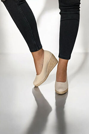 Kadın Keten Espadril – Dolgu Topuklu, Şık Yazlık Model