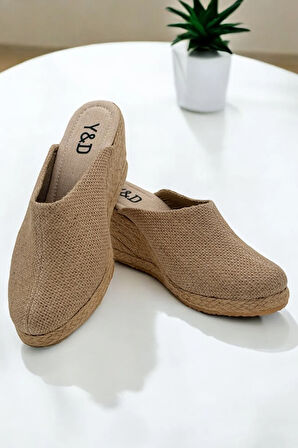 Kadın Kapalı Burun Espadril – Dolgu Topuk & Keten Terlik Modeli