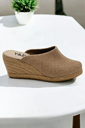Kadın Kapalı Burun Espadril – Dolgu Topuk & Keten Terlik Modeli