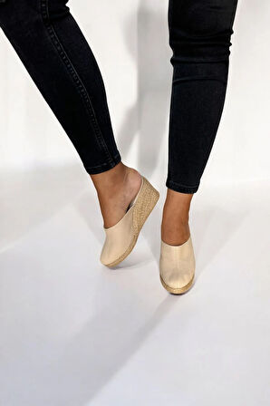 Kadın Kapalı Burun Espadril – Dolgu Topuk & Keten Terlik Modeli