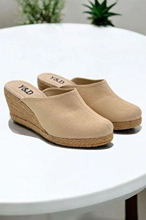 Kadın Kapalı Burun Espadril – Dolgu Topuk & Keten Terlik Modeli