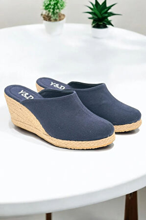 Kadın Kapalı Burun Espadril – Dolgu Topuk & Keten Terlik Modeli