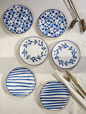 Handmade Trendy All in Blue 6 lı Pasta Seti 19 cm
