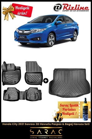 Honda City 2021 Ve Sonrası 3d Havuzlu Paspas & Bagaj Havuzu Seti ( Hediyeli ! )