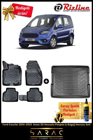 Ford Courier 2014-2023 Arası 3d Havuzlu Paspas & Bagaj Havuzu Seti ( Hediyeli ! )