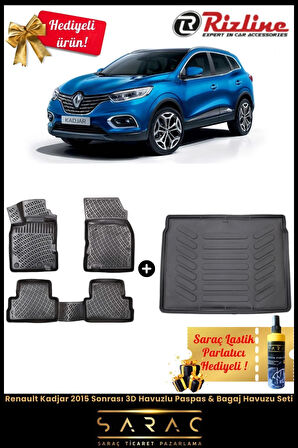 Renault Kadjar 2015 Sonrası 3d Havuzlu Paspas & Bagaj Havuzu Seti(HEDİYELİ!)