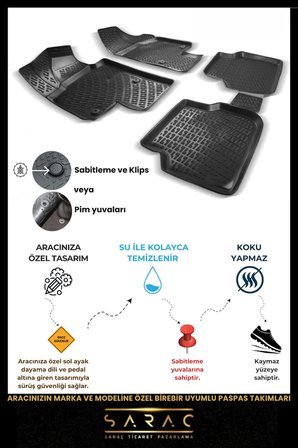 Volkswagen Tiguan Allspace 2016-2023 3D Havuzlu Paspas & 7 Koltuklu Bagaj Havuzu Seti+(HEDİYELİ!)