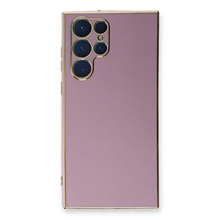 Gpack Samsung Galaxy S23 Ultra Kılıf Bark Parlak Silikon Renkli Kenarları Rose 