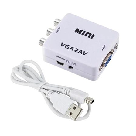 Vga To Av 3Rca Video 1080p Çevirici Dönüştürücü Adaptör 3.5mm Destekli