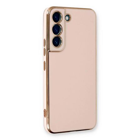 Gpack Samsung Galaxy S23 Kılıf Bark Parlak Silikon Renkli Kenarları Rose 