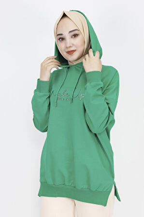 2 İp Kumaş Yazı Baskılı Sweatshirt