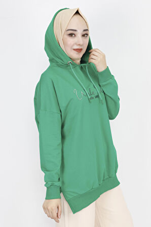 2 İp Kumaş Yazı Baskılı Sweatshirt