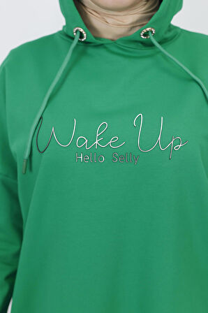 2 İp Kumaş Yazı Baskılı Sweatshirt