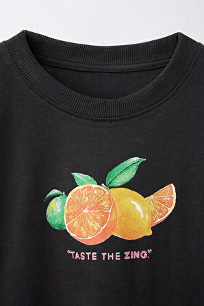 Taste Zing Baskılı Kız Çocuk  %100 Pamuk Tişört