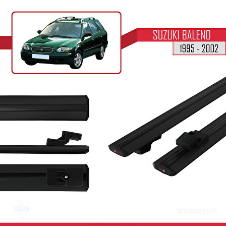 Suzuki Baleno 1995-2002 Arası ile Uyumlu BASIC Model Ara Atkı Tavan Barı Siyah 2 Adet