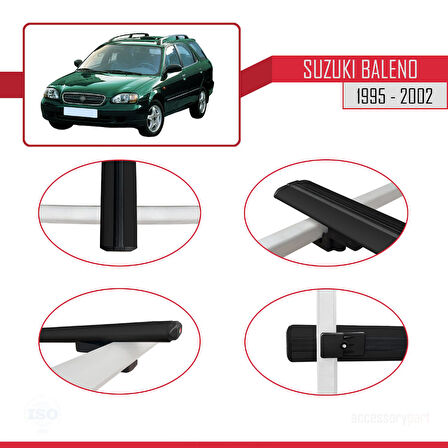 Suzuki Baleno 1995-2002 Arası ile Uyumlu BASIC Model Ara Atkı Tavan Barı Siyah 2 Adet