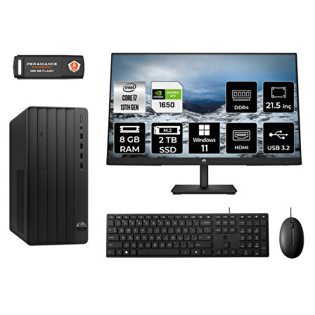 HP PRO TOWER 290 G9 MX2ESD654 i7 13700 8GB RAM 2TB SSD GTX1650 4GB 21.5" W11H MASAÜSTÜ PC