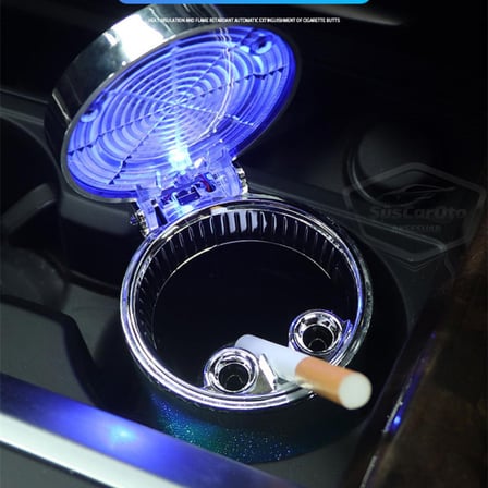 Üniversal 7 Renkli RGB Led Işıklı Lüx Oto Küllük Kapaklı Spor Araç İçi Küllük Araba Küllüğü