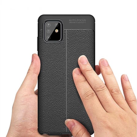 Smcase Samsung Galaxy A81 Kılıf Deri Dokulu Silikon  Tam Kapatan Ekran Koruyucu