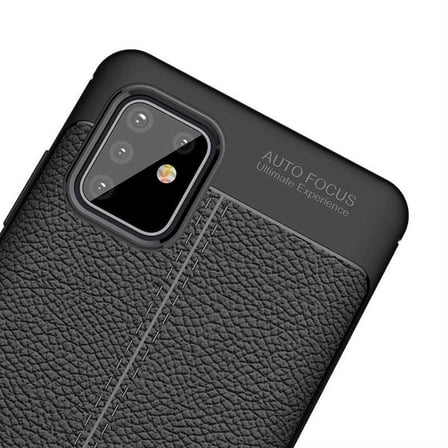 Smcase Samsung Galaxy A81 Kılıf Deri Dokulu Silikon  Tam Kapatan Ekran Koruyucu