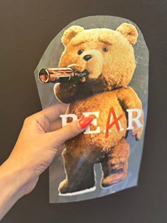 ÜTÜ İLE YAPIŞAN AYI TGRANSFER BASKI ARMA  24X15 CM