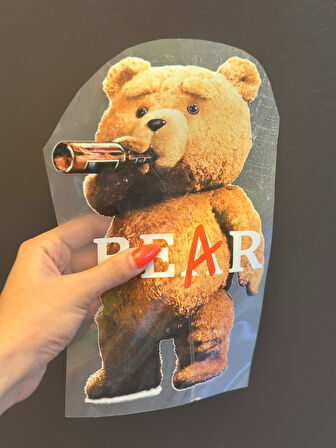 ÜTÜ İLE YAPIŞAN AYI TGRANSFER BASKI ARMA  24X15 CM