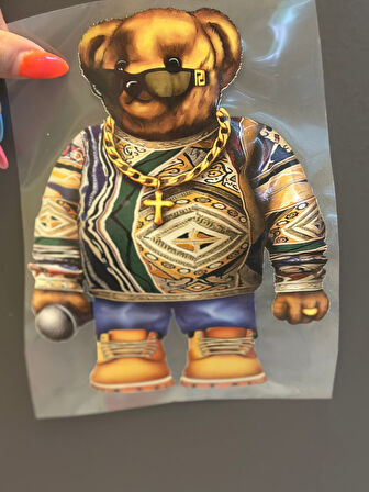 ÜTÜ İLE YAPIŞAN ENTEL AYI TRANSFER BASKI ARMAZ 20X15 CM