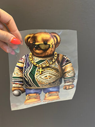 ÜTÜ İLE YAPIŞAN ENTEL AYI TRANSFER BASKI ARMAZ 20X15 CM