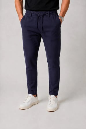 Erkek Siyah Poliviskon Trend İpli Jogger Slim Fit Spor Pantolon