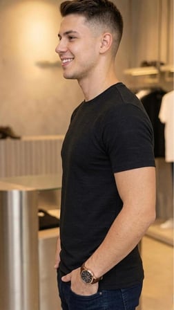 Çizgi Desenli Bisiklet Yaka Regular Fit Örme İnce Triko Erkek T-shirt